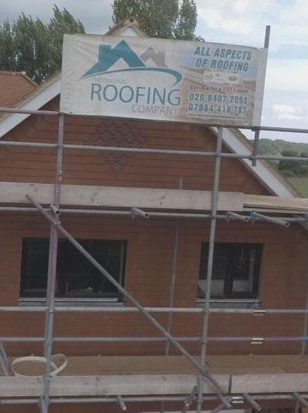 Professional roofing services team at work
